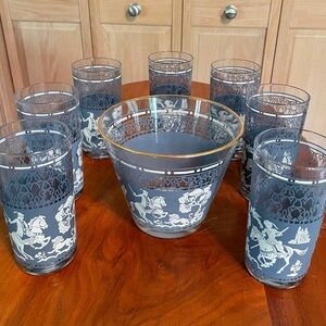 MCM Blue Greek Hellenic Warriors Jeanette Glasses and Ice Bucket